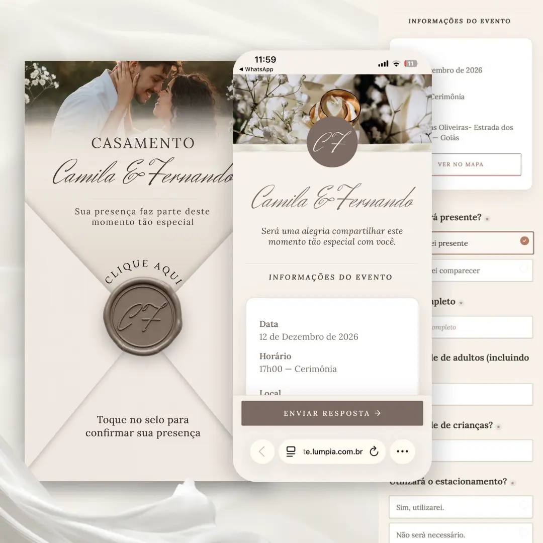 Convite de casamento de Marília e Gustavo